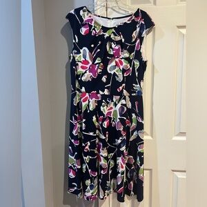 Maggy London WISP Navy Floral Midi Dress